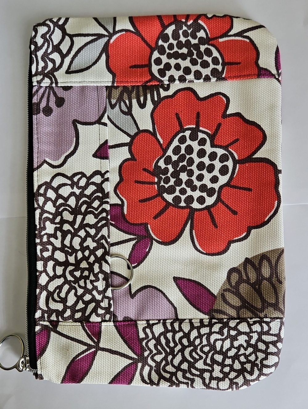 Floral Canvas Wristlet Clutch in Red and Purple